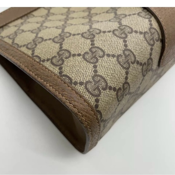 💯 Authentic Gucci suprime GG Sherry Line PVC Brown Clutch Bag NS080844 - Picture 7 of 15